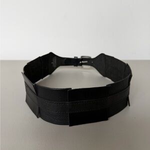 Size Small Wide Black Leather Panel Belt